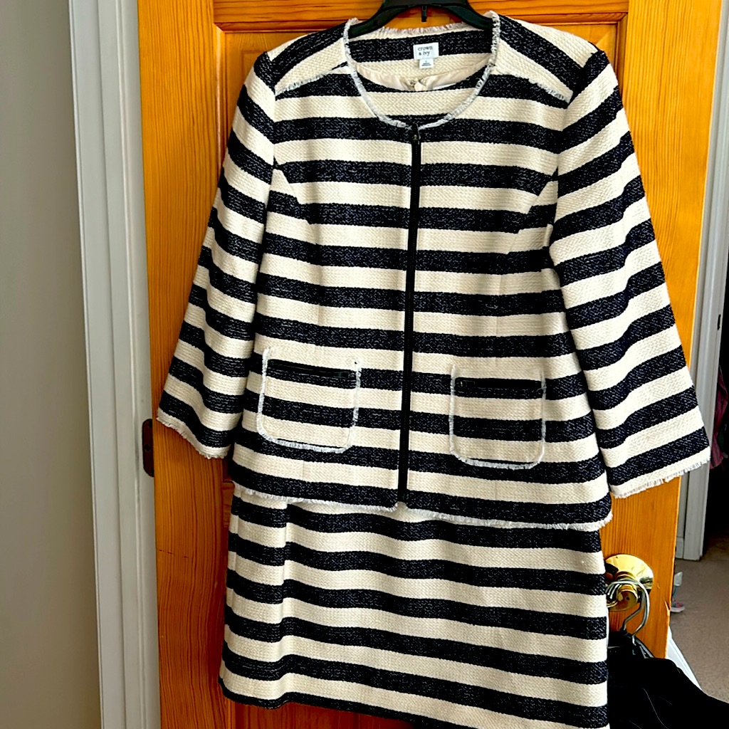 Crown & Ivy Striped Shift Dress With Jacket
